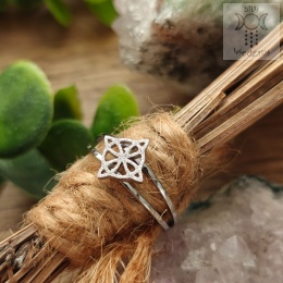 Pierścionek Węzeł Czarownicy celtycki stal regulowany ochrona