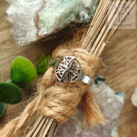 Pierścionek Gwiazda Polarna północy stal regulowany