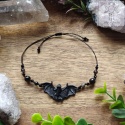 Bransoletka Bat Tears obsydian srebrzysty nietoperz Black Dark goth