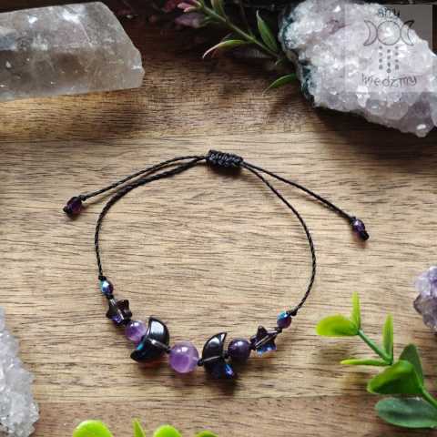 Bransoletka Dark Triple Moon ametyst księżyc