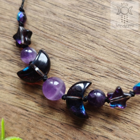 Bransoletka Dark Triple Moon ametyst księżyc