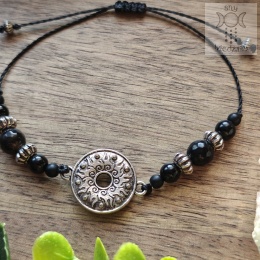Bransoletka Dark sun onyks słońce celestial makrama