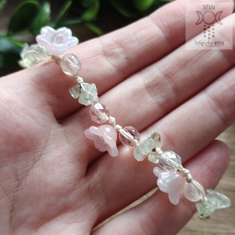 Bransoletka Kwitnąca prehnit kwiaty Fairy wróżka