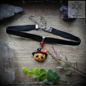 Choker Czarująca Dyniula karneol Halloween welurowy naszyjnik gotycki goth gothic
