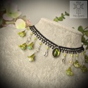 Choker Księżycowa lilia agat seledynowy kwiaty dzwoneczki fairy whimsigoth