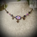 Choker Lavender Agat smoczy hematyt lawenda motyle ćmy braz