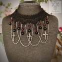 Choker Rose Cross koronka krzyże róże