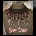 Choker Rose Cross koronka krzyże róże