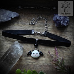 Choker Wesoły Wampirek onyks Halloween welurowy naszyjnik gotycki goth gothic