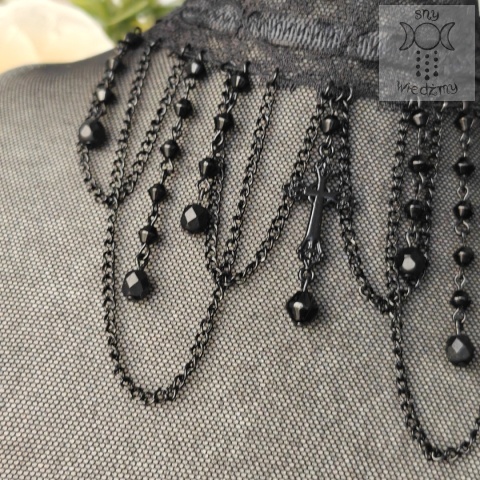 Kolia Lace Cross krzyż kryształki choker goth gothic