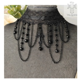 Kolia Lace Cross krzyż kryształki choker goth gothic