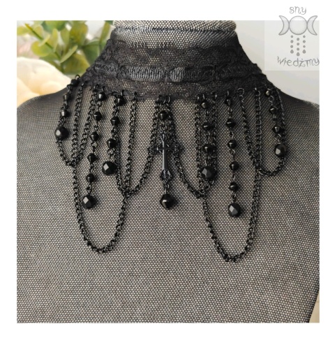 Kolia Lace Cross krzyż kryształki choker goth gothic