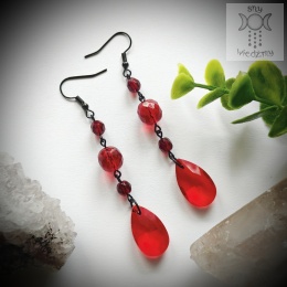 Kolczyki Burgundia kryształki czarne