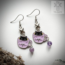Kolczyki Catppuccino ametyst moon księżyc
