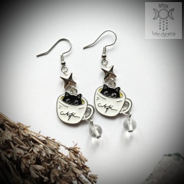 Kolczyki Catppuccino kryształ górski moon księżyc