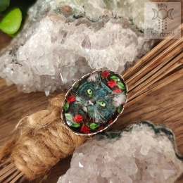 Pierścionek Cat & Roses regulowany róże kot koty kitty