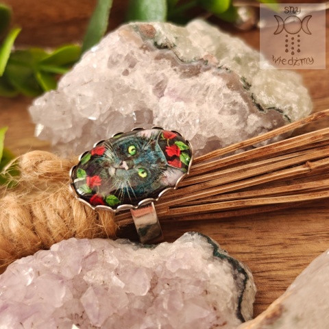 Pierścionek Cat & Roses regulowany róże kot koty kitty