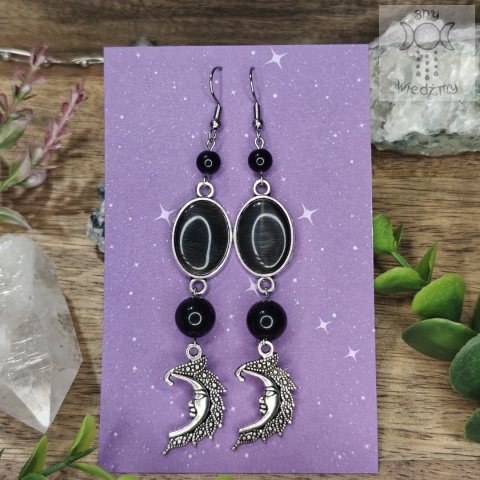Kolczyki Fantasy Moon onyks księżyc