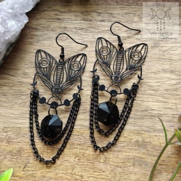 Kolczyki Midnight moth ćma kryształki