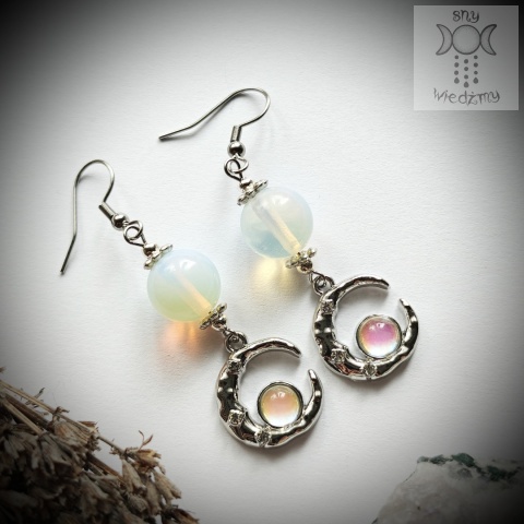 Kolczyki Opalite Moon księżyc opalit