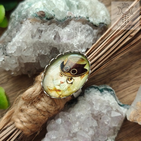 Pierścionek Steampunk Kitty regulowany kot koty