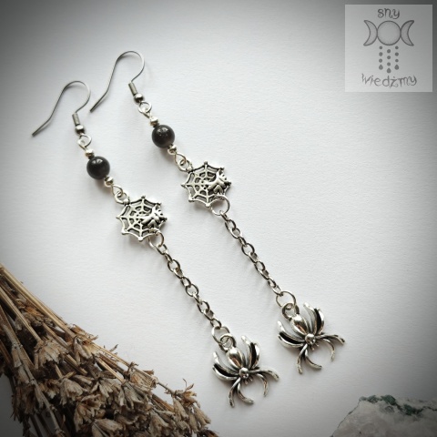 Kolczyki Spiders uleksyt pajęczyna pająk Halloween