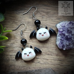 Kolczyki Wesoły Wampirek onyks Halloween vampire wampir