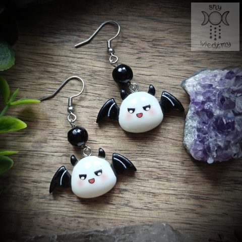 Kolczyki Wesoły Wampirek onyks Halloween vampire wampir