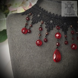Kolia Burgundia koronka kryształki lace goth gothic
