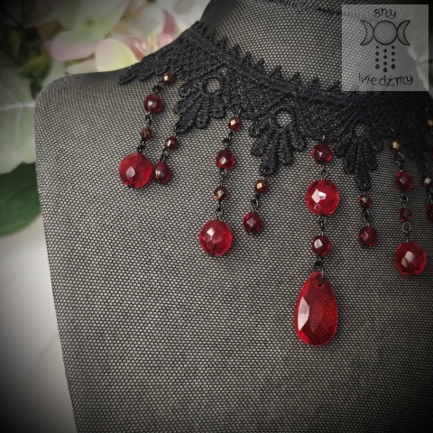 Kolia Burgundia koronka kryształki lace goth gothic