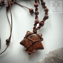 Makramowy naszyjnik gwiazda obsydian mahoniowy jaspis uleksyt makrama