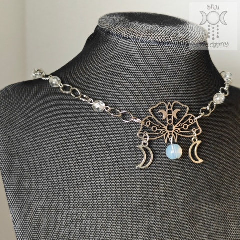Moth Chain choker naszyjnik opalit triple moon