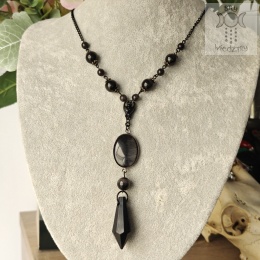 Naszyjnik Black Pearl Crystal kocie oko Bat nietoperz