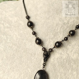 Naszyjnik Black Pearl Crystal kocie oko Bat nietoperz