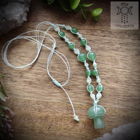 Naszyjnik Grzybek awenturyn makrama jesieniara