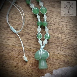 Naszyjnik Grzybek awenturyn makrama jesieniara