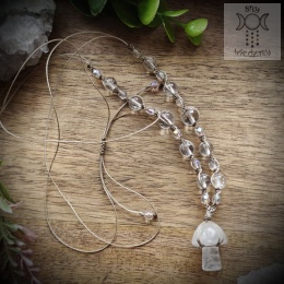 Naszyjnik Grzybek kryształ górski makrama
