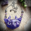 Naszyjnik Monster cat fioletowy mat ametyst stal gwiazdy