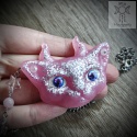 Naszyjnik Monster cat różowy kwarc różowy stal gwiazdy
