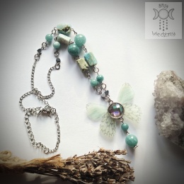 Naszyjnik Motylek Morski larimar jadeit stal Kalendarz