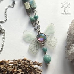 Naszyjnik Motylek Morski larimar jadeit stal Kalendarz
