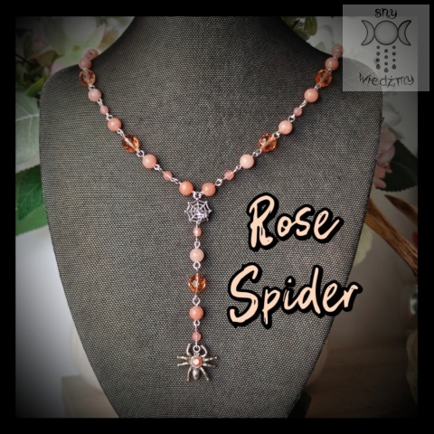 Naszyjnik Rose Spider jadeit kryształki pająk pajęczyna