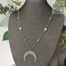 Naszyjnik Srebrna Lunula kamień księżycowy stal moon