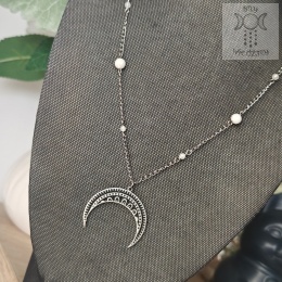 Naszyjnik Srebrna Lunula kamień księżycowy stal moon