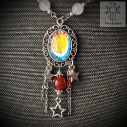 Naszyjnik The Lovers słońce księżyc celestial jadeit karneol gwiazdy