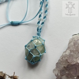 Naszyjnik makrama makramowy akwamaryn jadeit makrama