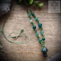 Naszyjnik Grzybek agat mszysty smoczy makrama jesieniara