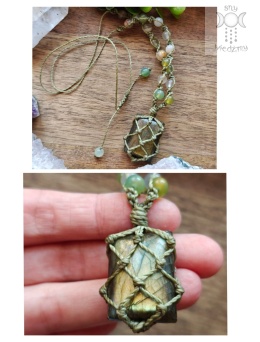 Makramowy naszyjnik labradoryt Agat makrama