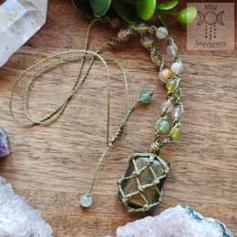 Makramowy naszyjnik labradoryt Agat makrama