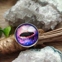 Pierścionek Cat eye fioletowe oko kot kocie oko smoka smok